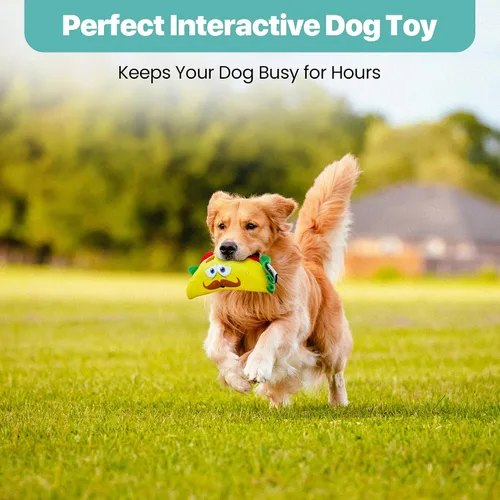 Vista 3 de SPOT Fun Food Taco - Juguete de peluche para perros con chirriador, juguete interactivo suave y chirriante para perros y cachorros, mantiene a