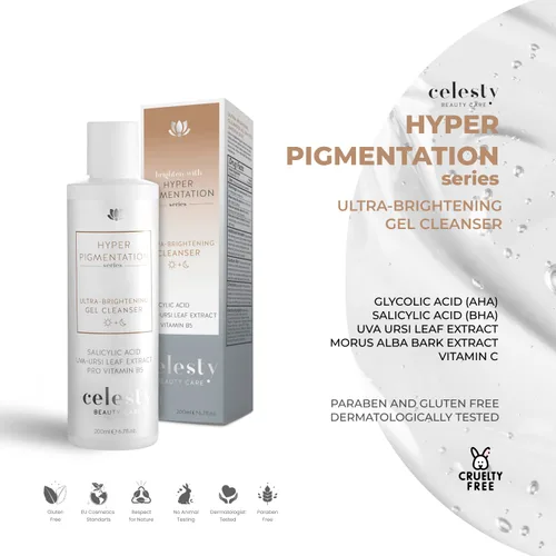 Vista 3 de Celesty Beauty - Gel limpiador facial iluminador, vitamina C, ácido glicólico (AHA), ácido salicílico (BHA), extracto de hoja de Uva Ursi Pro