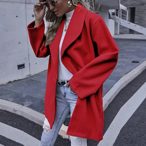 Vista 4 de Gabardina de lana de invierno para mujer, cálida, delgada, larga, abrigo para mujer, moda de otoño 2022