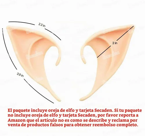 Vista 2 de Secaden Cosplay Fairy Pixie Elf Orejas suaves puntas puntiagudas para disfraz de anime