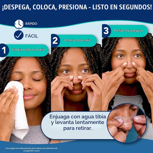 Vista 5 de Breathe Right Tiras nasales transparentes grandes, 30 unidades (el embalaje puede variar) Opens nose and increases nasal airflow, helps reduce