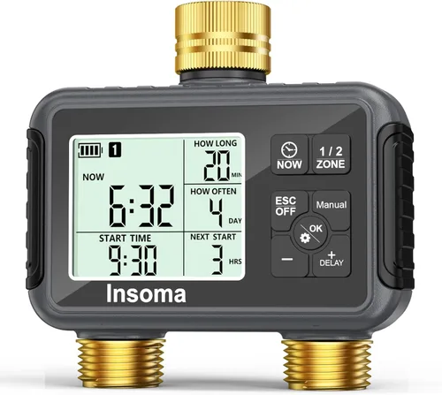 Vista 10 de Insoma Temporizador de agua WiFi para manguera de jardín, temporizador inteligente de aspersores, control remoto por aplicación, temporizadores