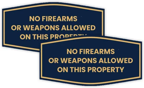 Vista 20 de Fancy No Firearms or Weapons On This Property Sign (Negro/Plata) - Mediano