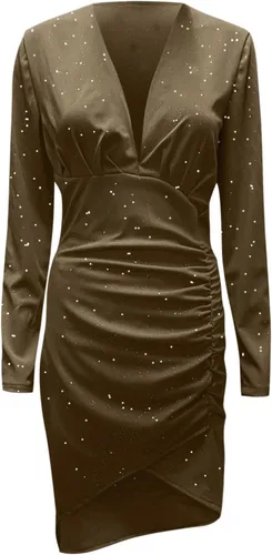 Vista 5 de Vestido ajustado para mujer, sexy, con abertura, con volantes, dobladillo recortado, floral, de manga larga, elegante, vestido de fiesta de club