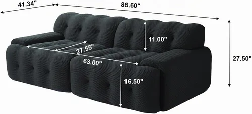 Vista 2 de Sofá modular modular de 86.6 pulgadas, sofá biplaza de gran tamaño, tela de malla 3D, cómodo sofá de nube, sofá curvado para sala de estar, oficina