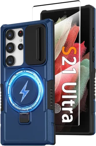 Vista 80 de Funda magnética para Samsung Galaxy Note 20 Ultra con soporte de anillo [con protector de pantalla] [Compatible con carga inalámbrica MagSafe] Funda