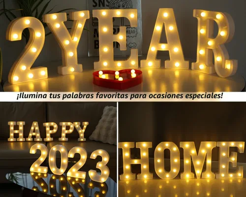 Vista 8 de Letras Iluminadas, Luces de Letras LED 26 del Alfabeto, Letra Iluminada Decorativa, Letras de Marquesina LED que Funcionan con Pilas para Fiesta
