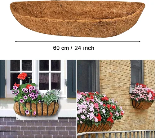 Vista 5 de 2 revestimientos de coco natural para macetas, revestimientos de cesta colgante de 24/30/36/48 pulgadas, forro de repuesto de fibra de coco