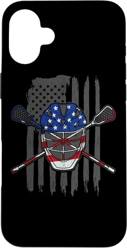 Vista 22 de iPhone 11 bandera estadounidense lacrosse Player Tee Lacrosse Portero caso