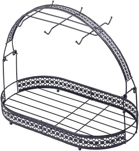 Vista 4 de Soporte para taza de café, soporte para tazas de café, organizador de platos, soporte de almacenamiento de hierro para mostrador, gabinete, mesa