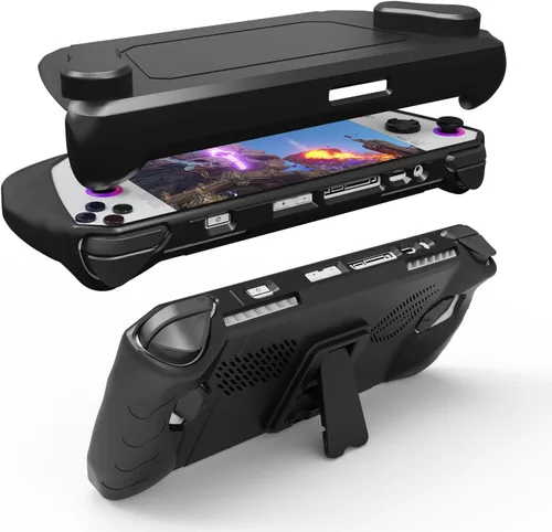 Vista 2 de Funda Protectora Ultradelgada de TPU Mejorada con Tapa Frontal Compatible con ASUS ROG Ally, Diseño Anti-Golpes, Antideslizante y Antiarañazos Negro