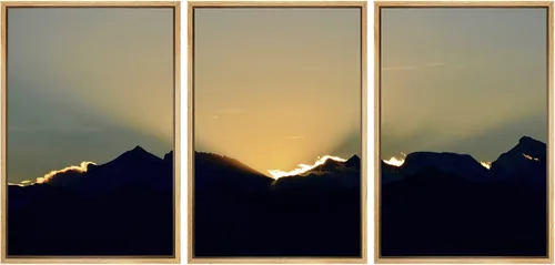 Vista 21 de SIGNWIN Lienzo enmarcado para pared, juego de arte nublado de tormenta, cielo, bosque otoñal, árboles, rústico, naturaleza, fotografía, realismo