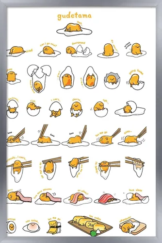 Vista 12 de Trends International - Póster de Gudetama con diseño de cuadrícula, para pared, 14.725 x 22.375 pulgadas, versión con marco de madera tipo granero