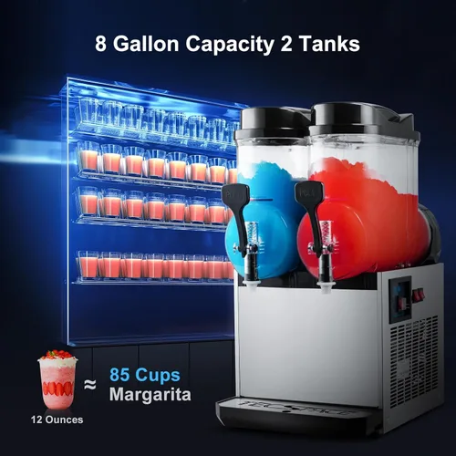 Vista 2 de TECSPACE Máquina comercial para hacer helados, máquina de helado suave, 5.3 a 7.4 galones por hora, panel LED de limpieza automática