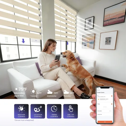 Vista 4 de Persianas motorizadas de cebra sin taladro, persianas opacas con control remoto eléctrico para hogares inteligentes, persianas de cebra inalámbricas