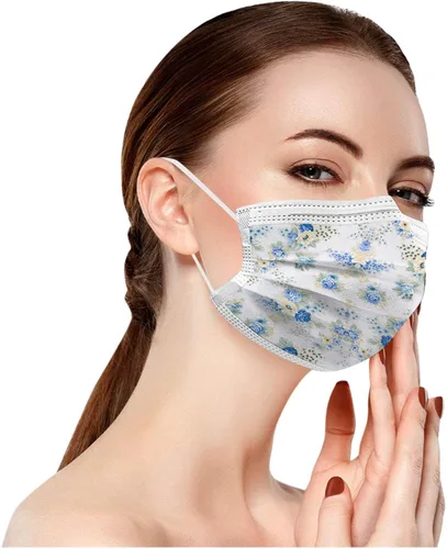 Vista 6 de 50 cubrebocas para mujer, diseño floral, desechables, transpirables, con filtro de 3 capas, antipolvo