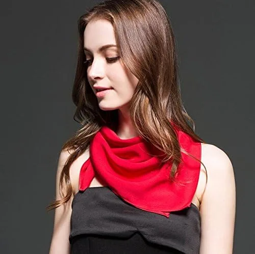 Vista 3 de LMVERNA Bufanda cuadrada de satén para mujer, bufanda de cinta de lunares, 27 x 27 pulgadas