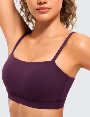 Vista 3 de CRZ YOGA Butterluxe - Brasier deportivo ajustable con tirantes delgados para mujer, con relleno, sin varillas, cuello cuadrado, para entrenamiento