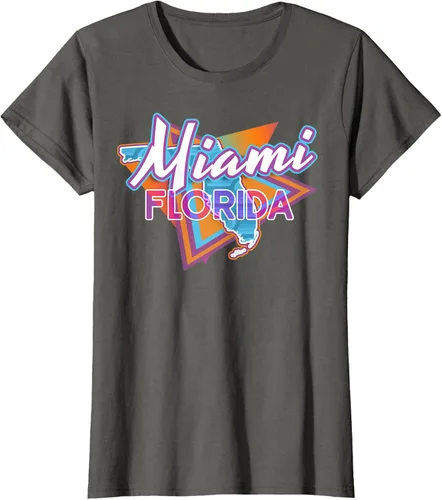 Vista 5 de Camiseta retro vintage de Miami Florida, Negro, S