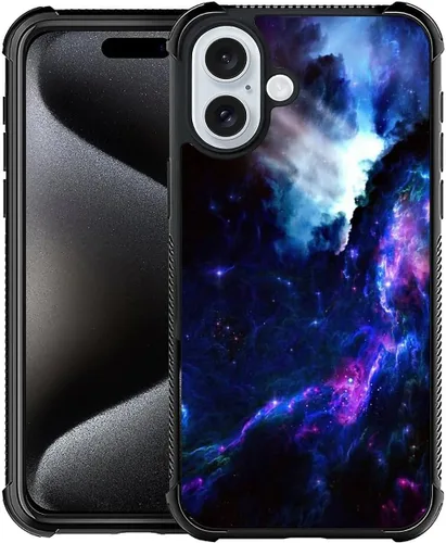 Vista 106 de CARLOCA Funda compatible con iPhone 15, increíble patrón de luz espacial nebulosa para niñas y niños, ultra protección, a prueba de golpes