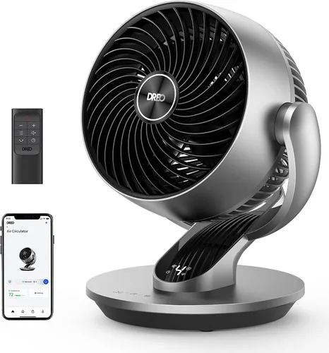 Vista 5 de Dreo Ventiladores de mesa inteligentes con ventilador de pedestal oscilante para dormitorio y oficina