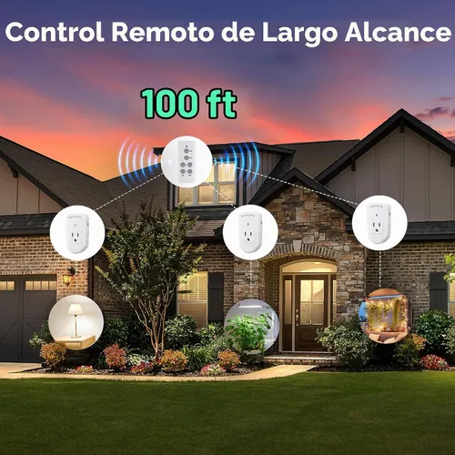 Vista 3 de BN-LINK Interruptor de salida eléctrica con control remoto inalámbrico para luces, ventiladores, luces navideñas, pequeños electrodomésticos, rango