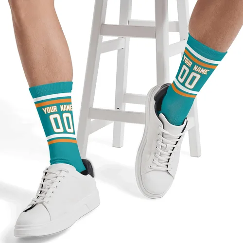 Vista 4 de Calcetines personalizados para hombre, número y nombre de los fanáticos del fútbol, regalos personalizados para hombres y mujeres