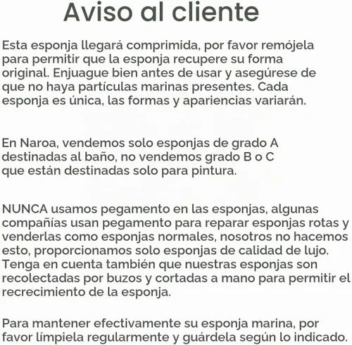 Vista 6 de Naroa Esponja de ducha natural suave Suave lufa marina para el baño de piel suave Esponja de baño sin blanquear Baño y spa (pequeño)