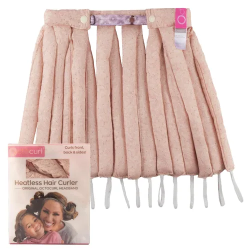 Vista 20 de Octocurl Diadema sin calor, rizadores de pelo para dormir, rizadores sin calor para cabello largo (algodón, rosa)