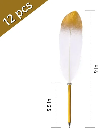 Vista 2 de 12 bolígrafos de plumas vintage, bolígrafo suave y esponjoso para invitados, suministros de boda, fiesta nupcial, 10.6 pulgadas