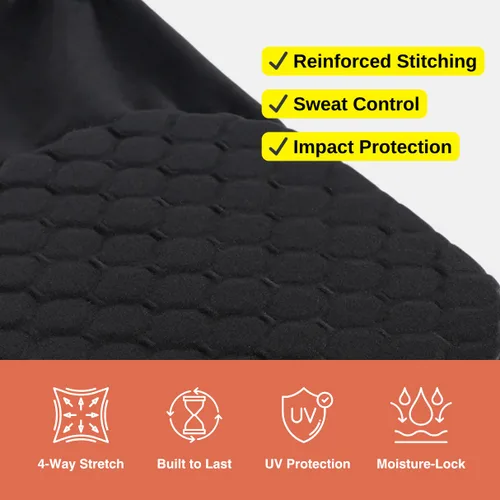 Vista 3 de SLEEFS Rodillera básica negra, manga de compresión, protección para correr, voleibol, baloncesto, todos los deportes, UPF 50+