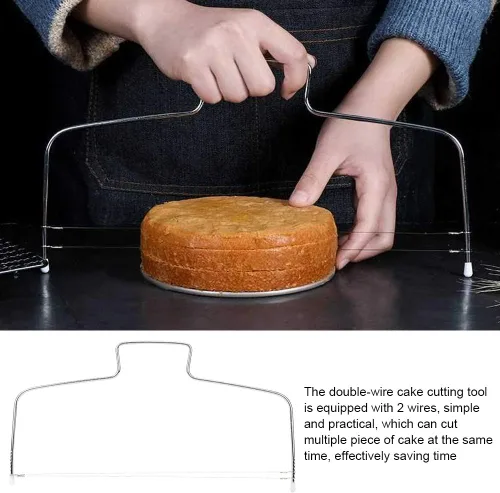 Vista 3 de Oumefar 2 unids en forma de arco cortador de pastel de alambre doble herramienta de rebanar pan para pastel de queso para restaurante