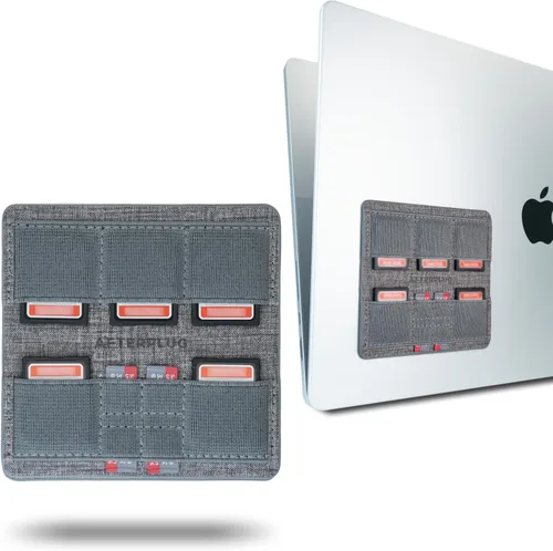 Vista 8 de Soporte para tarjetas SD y MicroSD ultra delgado para portátiles, 9 ranuras para 5 tarjetas SD y 4 MicroSD, color negro