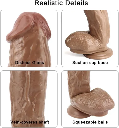 Vista 3 de Consolador realista de 12 pulgadas, juguetes sexuales sexuales para adultos con fuerte ventosa para manos libres, realistas para estimulación anal