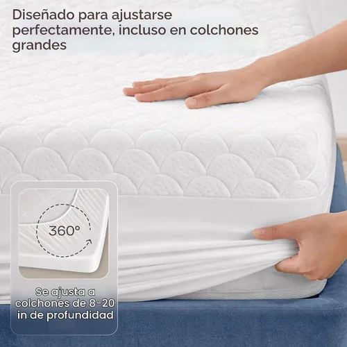 Vista 4 de Protector de colchón impermeable ultrasuave tamaño individual, bolsillo profundo de 6 a 21 pulgadas con protección de borde a prueba de fugas