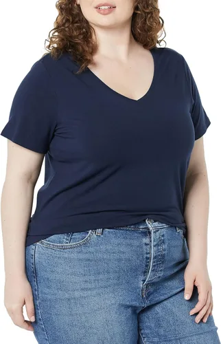 Vista 2 de Tienda Essentials Camiseta de manga corta con cuello en V para mujer, paquete múltiple
