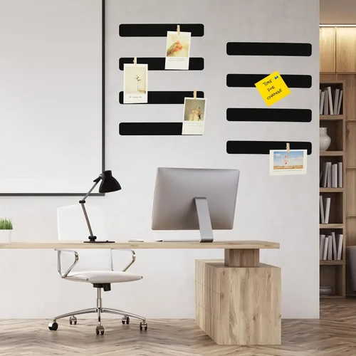 Vista 5 de YOUDEFUL Tiras Negras para Tablón de Anuncios, 8 Piezas de Tiras de Tablero de Fieltro con Chinchetas con 50 Chinchetas, Tiras Autoadhesivas