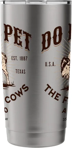 Vista 4 de Amarillo Texas Do Not Pet the Fluffy Cows - Vaso aislado de acero inoxidable con diseño de bisonte divertido