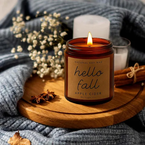 Vista 7 de Lihome Velas de otoño – Decoración de otoño para el hogar, regalos para mujeres, mamá, amiga, cera de soja natural, velas perfumadas de sidra