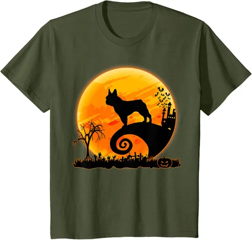 Vista 10 de Camiseta divertida de disfraz de Halloween para perro y luna de Bulldog francés, Negro, S