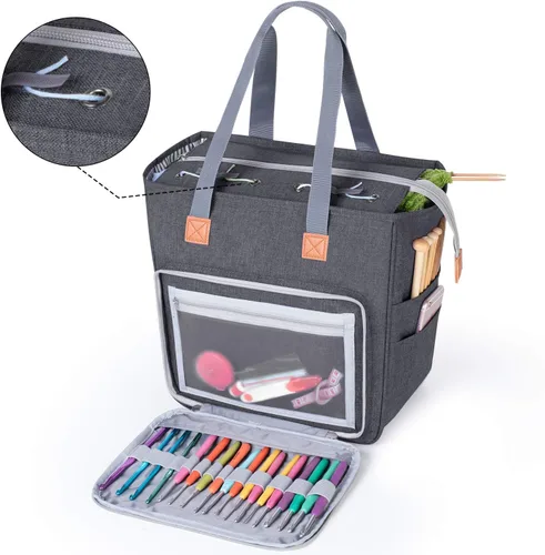 Vista 2 de LUXJA - Bolsa de almacenamiento para hilo de tejer, color gris