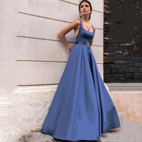 Vista 3 de Vestido de fiesta con volantes y hombros descubiertos para mujer, con abertura lateral, vestido largo de graduación, elegante vestido de fiesta