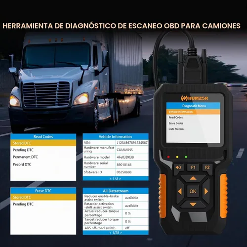Vista 3 de Escáner de Camión Resistente, Herramienta de Diagnóstico y Lectura de Código de Sistema Completo para Diésel para Cummings, Detroit, Freightliner