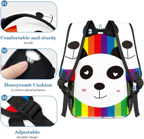 Vista 4 de Lightweight Backpack Pencil Case CombinationBookbag Pen PouchStationery BagLove Original Panda Printing