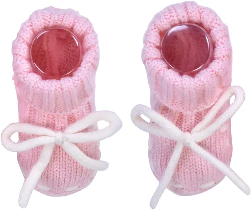 Vista 3 de Conjunto de gorro y calcetines para bebés y niños, botines cálidos y gorro con pompones