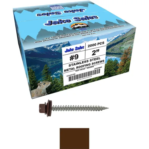 Vista 21 de 9 x 1 ABC Gray Stainless Steel Metal Roofing Screws - Hex Washer Head - Self-Piercing (SP) tip Metal to Wood siding Screws - EPDM Washer. 1 x 250
