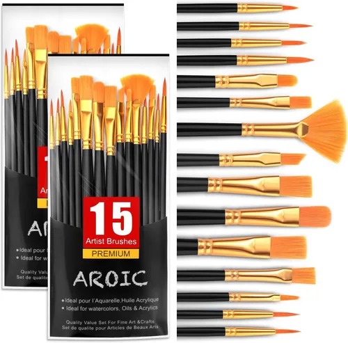 Vista 28 de AROIC Pinceles de Pintura Pequeños a Granel, 80 Piezas de Pinceles de Pintura de Cerdas de Nylon Negro para Niños con Punta Plana Redonda