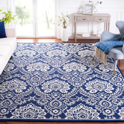 Vista 15 de SAFAVIEH Blossom Collection - Alfombra decorativa, 2 x 3 pies, azul y marfil, lana hecha a mano, ideal para zonas de alto tráfico en entrada, sala