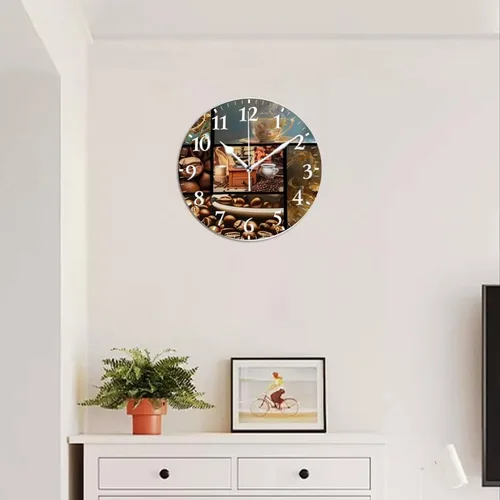 Vista 5 de Reloj de pared con movimiento de barrido sin tictac, funciona con pilas, relojes de pared analógicos decorativos para dormitorio, oficina, sala