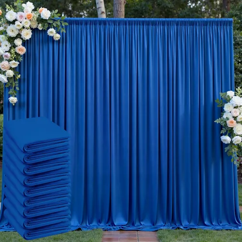 Vista 79 de Cortina de telón de fondo azul bebé de 10 x 8 pies sin arrugas para fiestas, cortinas de fondo de fotos de poliéster azul claro para cumpleaños